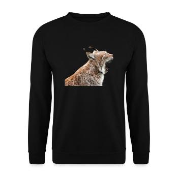 linx luchs cat katze - Unisex Pullover - Schwarz - Vorne - Alina (178cm) & Michal (187cm)