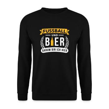 Fussball & Bier darum bin ich hier - Unisex Pullover - Schwarz - Vorne - Alina (178cm) & Michal (187cm)