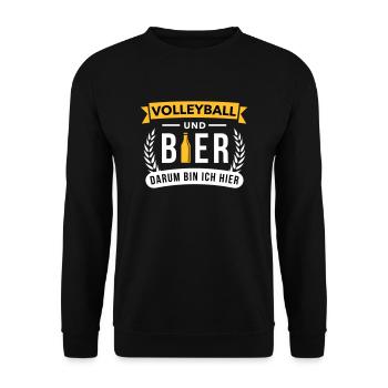 Volleyball & Bier darum bin ich hier - Unisex Pullover - Schwarz - Vorne - Alina (178cm) & Michal (187cm)
