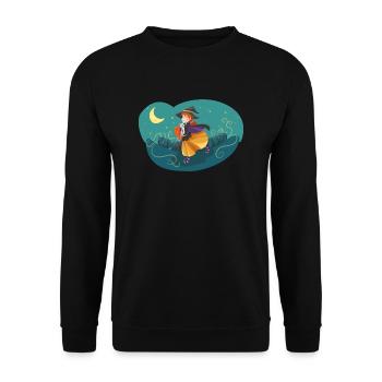 Witch Night Moon Cat - Unisex Sweatshirt - black - Front - Alina (178cm) & Michal (187cm)