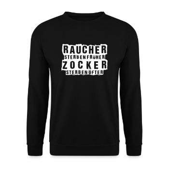raucher zocker Geschenk Idee - Unisex Pullover - Schwarz - Vorne - Alina (178cm) & Michal (187cm)