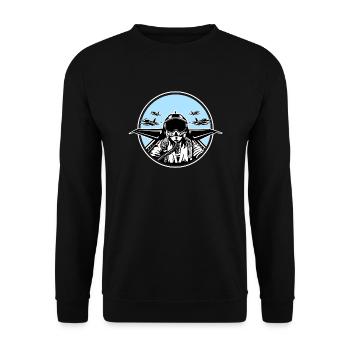 Jet Pilot / Kampfpilot 01_black white - Unisex Sweatshirt - black - Front - Alina (178cm) & Michal (187cm)