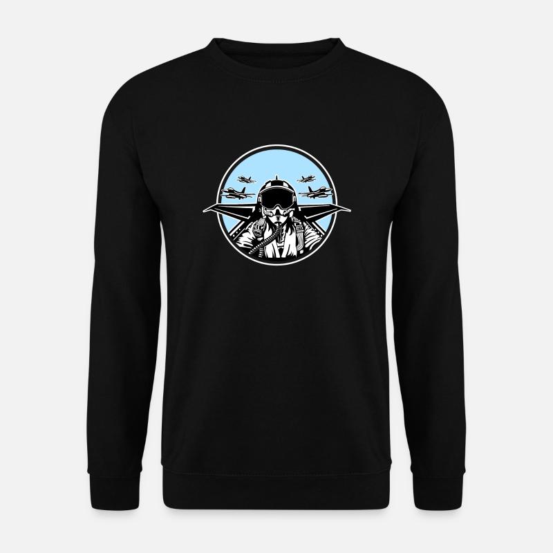Jet Pilot / Kampfpilot 01_schwarz weiß - Unisex Pullover - Schwarz