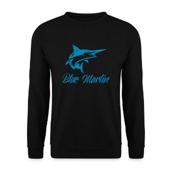 Angler - Angelsport - Blue Marlin - Geschenk - Unisex Pullover - Schwarz - Vorne - Alina (178cm) & Michal (187cm)