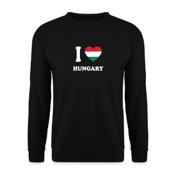 i love home geschenk land HUNGARY - Unisex Pullover - Schwarz - Vorne - Alina (178cm) & Michal (187cm)