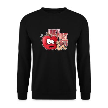 Apple Worm Love at First Sight - Unisex Sweatshirt - black - Front - Alina (178cm) & Michal (187cm)