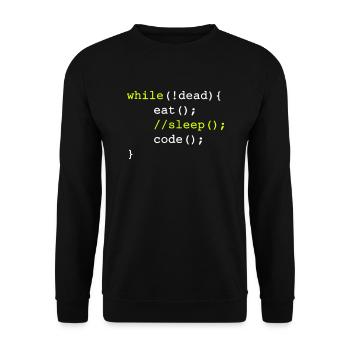 While dead - eat sleep code repeat if coding - Unisex Sweatshirt - black - Front - Alina (178cm) & Michal (187cm)
