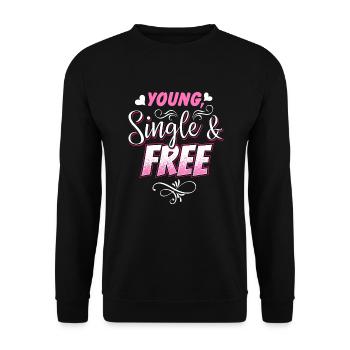 Lustiges junges einzelnes und freies nettes T-Shirt für Singles - Unisex Pullover - Schwarz - Vorne - Alina (178cm) & Michal (187cm)