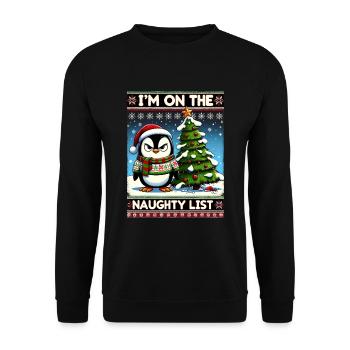 Anti Noël Grumpy Pingouin Noël Grouch - Sweat-shirt Unisexe - noir - Devant - Alina (178cm) & Michal (187cm)