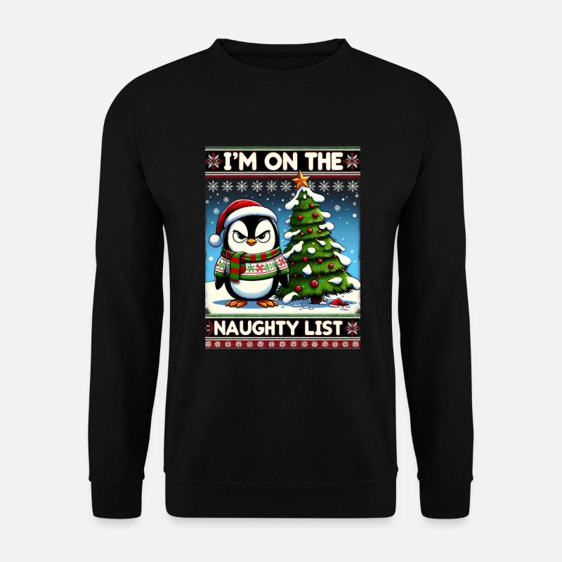 Anti Weihnachten grumpy Pinguin Weihnachtsmuffel - Unisex Pullover - Schwarz