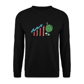 investissement d'investissement part l'idée de la croissance des prix - Sweat-shirt Unisexe - noir - Devant - Alina (178cm) & Michal (187cm)