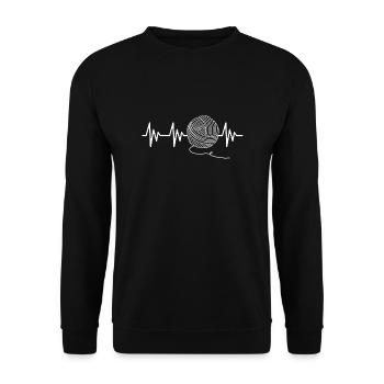 I Love Knitting Heartbeat Stricken Yarn - Unisex Pullover - Schwarz - Vorne - Alina (178cm) & Michal (187cm)