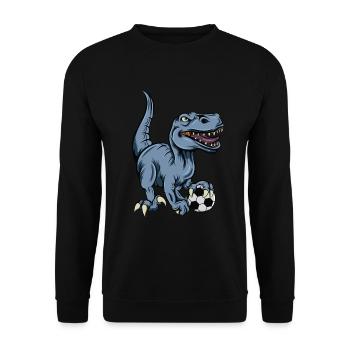 T-Rex Dinosaurier Trex Dino Football - Unisex Pullover - Schwarz - Vorne - Alina (178cm) & Michal (187cm)