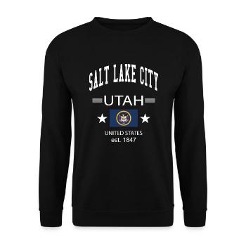 Salt Lake City - Unisex Pullover - Schwarz - Vorne - Alina (178cm) & Michal (187cm)