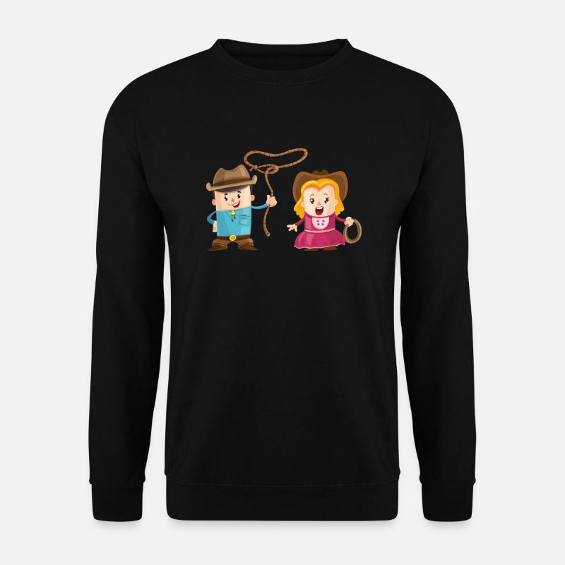 Cowboy mit Mädchen - Unisex Pullover - Schwarz