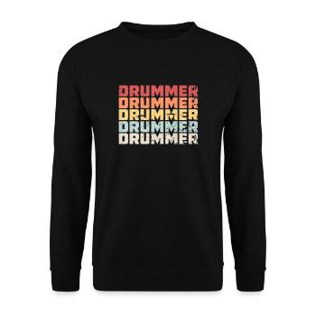 Geschenk Schlagzeuger Drummer Schlagzeugspieler - Unisex Pullover - Schwarz - Vorne - Alina (178cm) & Michal (187cm)