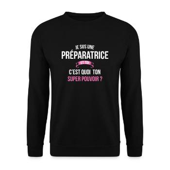 Préparatrice super pouvoir femme - Sweat-shirt Unisexe - noir - Devant - Alina (178cm) & Michal (187cm)