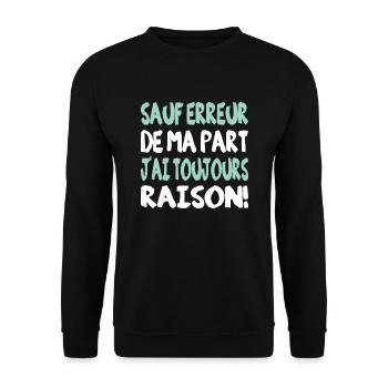 Sauf erreur de ma part - Sweat-shirt Unisexe - noir - Devant - Alina (178cm) & Michal (187cm)