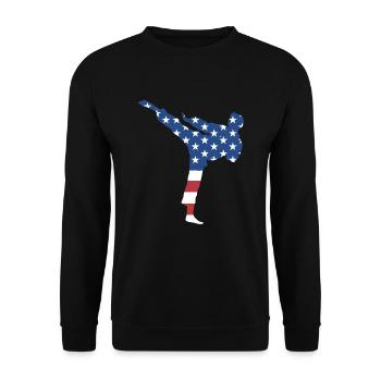 Sport Us Flag Taekwondo - Unisex Sweatshirt - black - Front - Alina (178cm) & Michal (187cm)