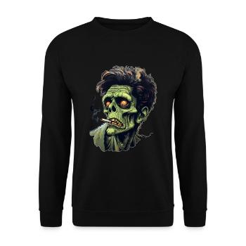 Stoner Halloween Zombie - Unisex Pullover - Schwarz - Vorne - Alina (178cm) & Michal (187cm)