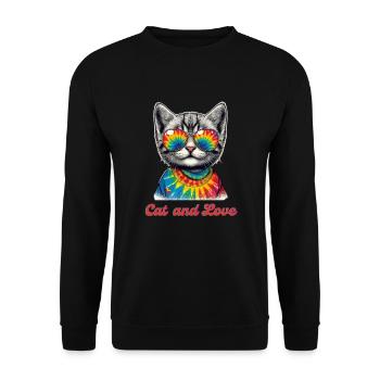 Cat and Love - Sweat-shirt Unisexe - noir - Devant - Alina (178cm) & Michal (187cm)