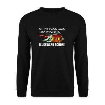 Feuerwerk kann man kaufen - Unisex Pullover - Schwarz - Vorne - Alina (178cm) & Michal (187cm)