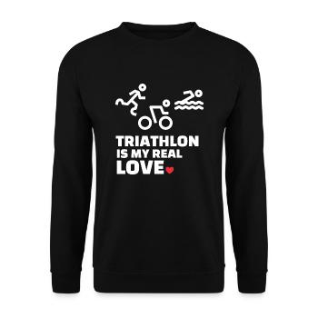 Ich Liebe Triathlon - Unisex Pullover - Schwarz - Vorne - Alina (178cm) & Michal (187cm)