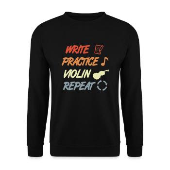 Write Practice Violin Repeat - Unisex Sweatshirt - black - Front - Alina (178cm) & Michal (187cm)