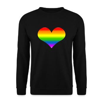 Regenbogen-Herz-Regenbogen - Unisex Pullover - Schwarz - Vorne - Alina (178cm) & Michal (187cm)