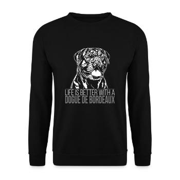 DOGUE DE BORDEAUX life is better - Sweat-shirt Unisexe - noir - Devant - Alina (178cm) & Michal (187cm)
