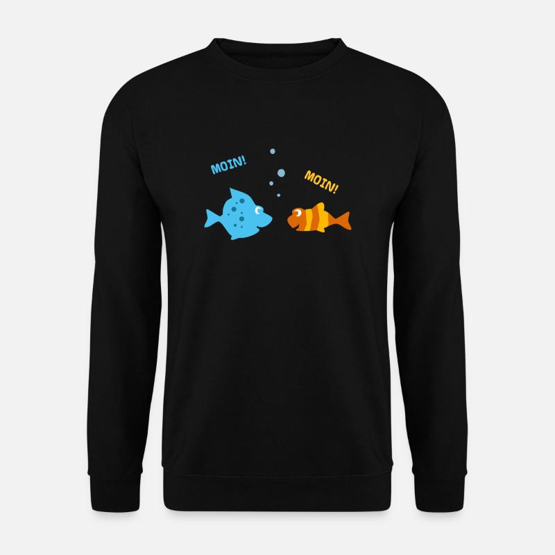 Lustige Fische machen Urlaub am Meer u. sagen Moin - Unisex Pullover - Schwarz