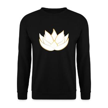 Goldene Lotusblüte - Lotosblüte - Unisex Pullover - Schwarz - Vorne - Alina (178cm) & Michal (187cm)