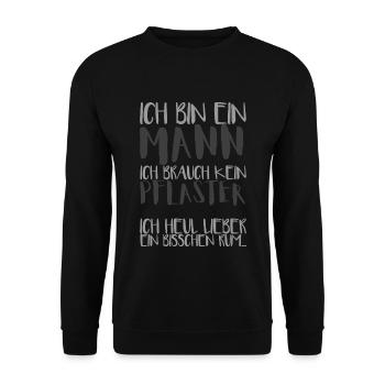 Ich bin ein Mann, ich brauch kein Pflaster - Unisex Pullover - Schwarz - Vorne - Alina (178cm) & Michal (187cm)