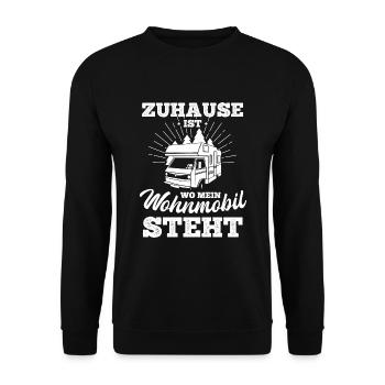Zuhause Ist Wo Mein Wohnmobil Steht - Unisex Pullover - Schwarz - Vorne - Alina (178cm) & Michal (187cm)