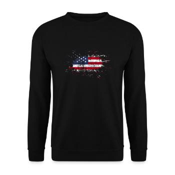Geschenk USA Flagge amerikanische Fahne Amerika - Unisex Pullover - Schwarz - Vorne - Alina (178cm) & Michal (187cm)