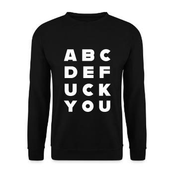 ABCDEFUCKYOU Fick dich Sehtest Ironie Optiker - Unisex Pullover - Schwarz - Vorne - Alina (178cm) & Michal (187cm)