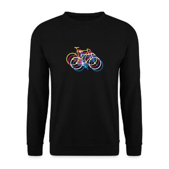 Bunte Fahrräder Geschenk Rennrad Rennradfahrer - Unisex Pullover - Schwarz - Vorne - Alina (178cm) & Michal (187cm)