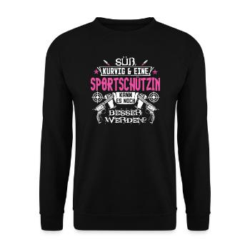 Sportschützin/Sportschießen/Schießstand/Schießen - Unisex Pullover - Schwarz - Vorne - Alina (178cm) & Michal (187cm)