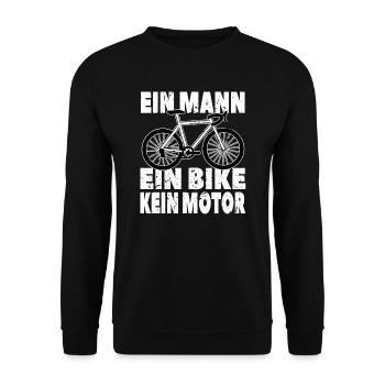 Fahrrad Anti E Bike Ein Mann Ein Bike Kein Motor - Unisex Pullover - Schwarz - Vorne - Alina (178cm) & Michal (187cm)