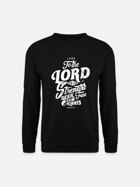 HERR STARK STÄRKER SPÜRCHE JESUS GOTT BIBEL MOTIVE - Unisex Pullover - Schwarz