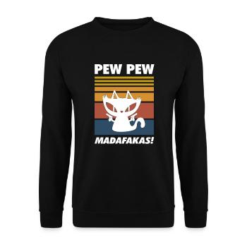 Chat avec pistolets - Sweat-shirt Unisexe - noir - Devant - Alina (178cm) & Michal (187cm)