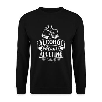 ALKOHOL PARTY GRILLEN FEIERN TRINKEN SPRÜCHE MOTIV - Unisex Pullover - Schwarz - Vorne - Alina (178cm) & Michal (187cm)