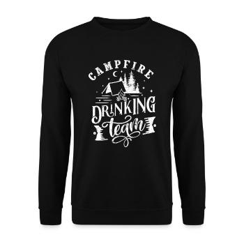 LAGERFEUER TRINKEN BIER ALKOHOL TEAM SPRÜCHE MOTIV - Unisex Pullover - Schwarz - Vorne - Alina (178cm) & Michal (187cm)