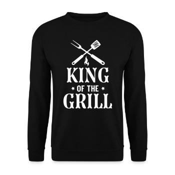 KÖNIG DES GRILLS BBQ GRILLEN BIER PARTIE MOTIVE - Unisex Pullover - Schwarz - Vorne - Alina (178cm) & Michal (187cm)