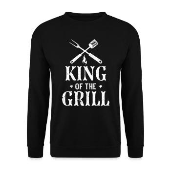 KÖNIG DES GRILLS BBQ GRILL GRILLEN BIER WITZ MOTIV - Unisex Pullover - Schwarz - Vorne - Alina (178cm) & Michal (187cm)