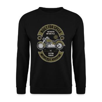 SCHNELLES MOTORRAD CHOPPER VINTAGE BIKER MOTIVE - Unisex Pullover - Schwarz - Vorne - Alina (178cm) & Michal (187cm)