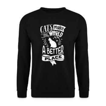 MEILLEUR ENDROIT AU MONDE POUR LES CHATS MIGNON MOTIF DE DICTON DRÔLE - Sweat-shirt Unisexe - noir - Devant - Alina (178cm) & Michal (187cm)