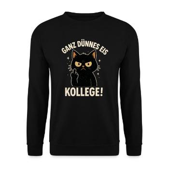 Good Morning Very Thin Cat Coffee - Unisex Sweatshirt - black - Front - Alina (178cm) & Michal (187cm)