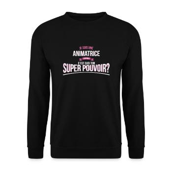 Animatrice super pouvoir cadeau - Sweat-shirt Unisexe - noir - Devant - Alina (178cm) & Michal (187cm)