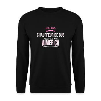 Chauffeur de bus douée folle cadeau femme - Sweat-shirt Unisexe - noir - Devant - Alina (178cm) & Michal (187cm)